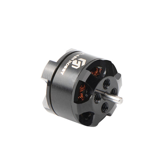Flashhobby BE 1104 brushless DC motor with black housing, exposed copper windings, and front shaft mounting holes