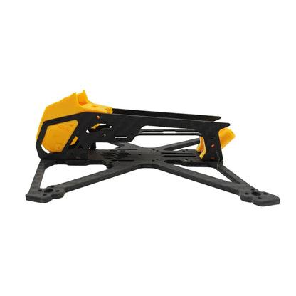 Side profile of BabyApe III Pro frame showing stacked plate design and yellow TPU guards