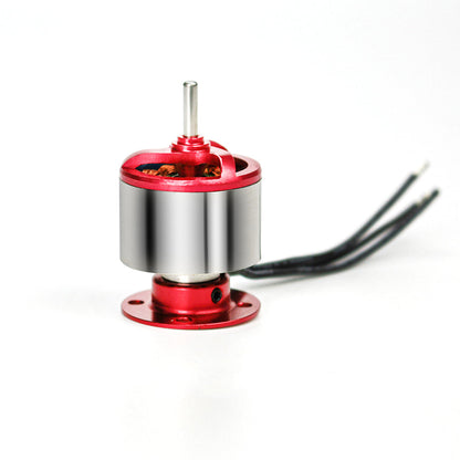 EMax CF2215 2200KV brushless motor upright view with mounting base and lead wires