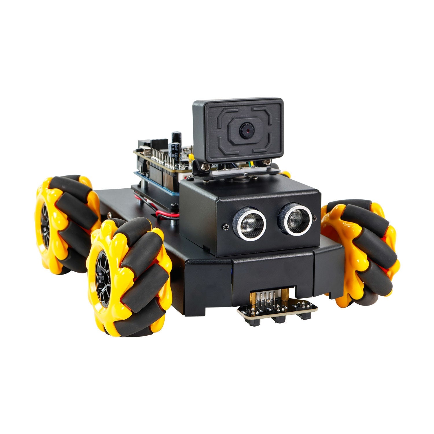 Yahboom Roboduino V2 AI Vision Robot car with ESP32 camera module and mecanum wheels, front view