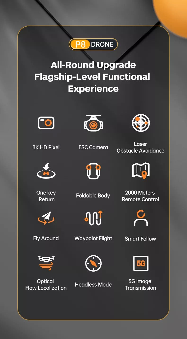 P8 Drone - 8k Hd Dual Cameras Esc Four Side Obstacle Avoidance Optical flow Position Hover Quadcopter Mini Drone 17 P8 Drone, p8 drone aii-round upgrade flagship-level