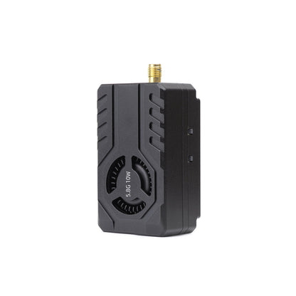 5.8G 10W VTX angled side view showing vented housing and control button area
