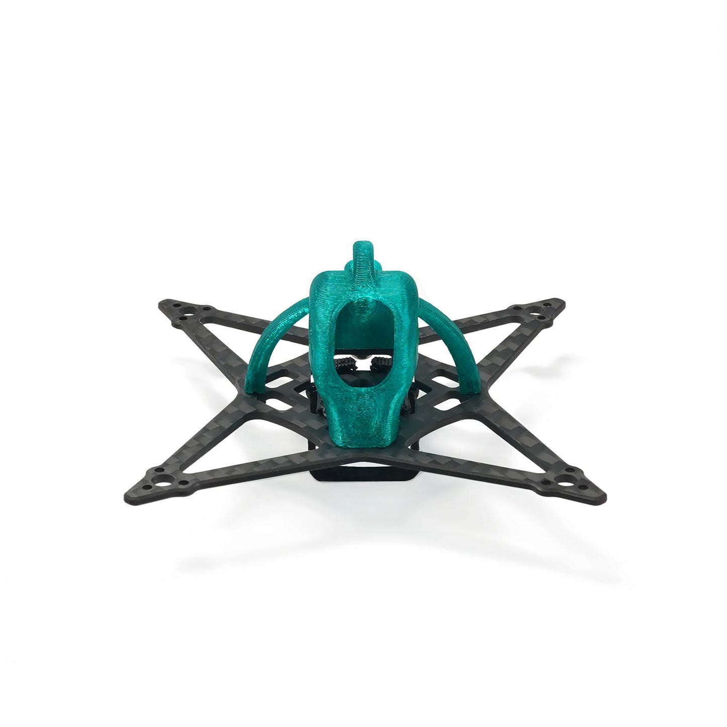 Front view of frame canopy and carbon fiber arms, camera mount opening visible