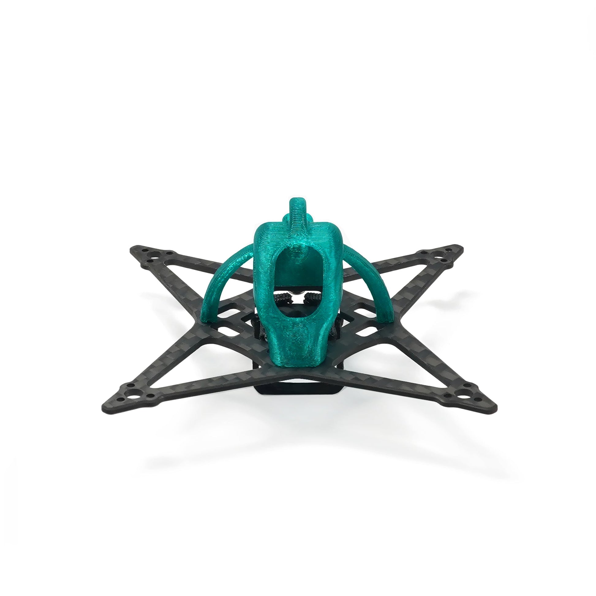 Front view of frame canopy and carbon fiber arms, camera mount opening visible