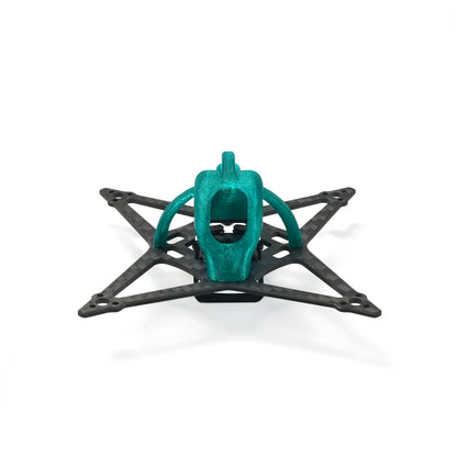 Front view of frame canopy and carbon fiber arms, camera mount opening visible