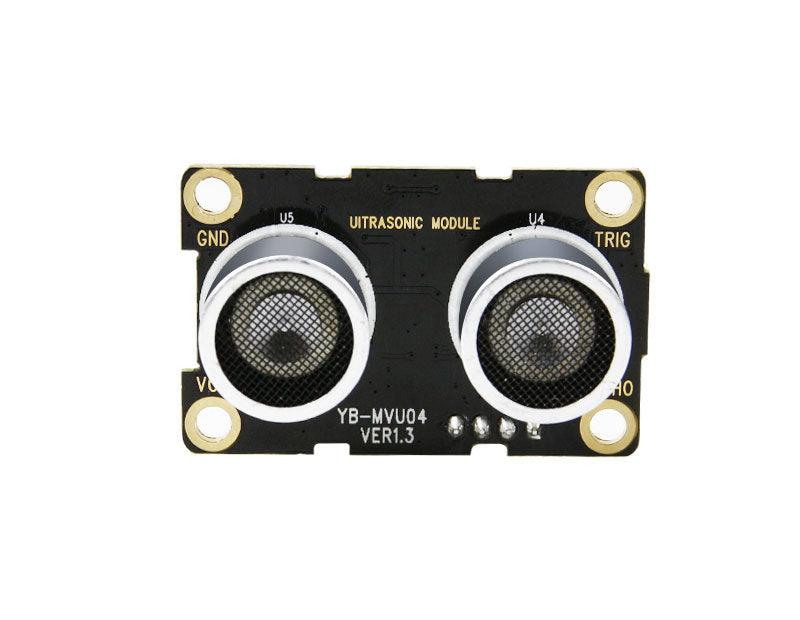 Yahboom YB-MVU04 ultrasonic sensor module front view with dual transducers and TRIG/ECHO labels