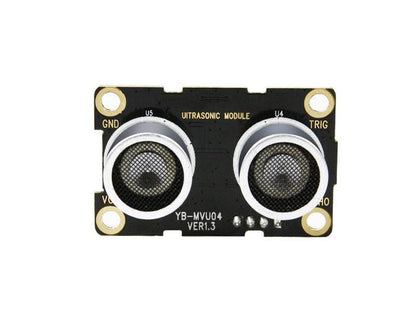 Yahboom YB-MVU04 ultrasonic sensor module front view with dual transducers and TRIG/ECHO labels