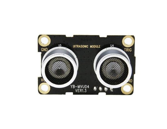 Yahboom YB-MVU04 ultrasonic sensor module front view with dual transducers and TRIG/ECHO labels