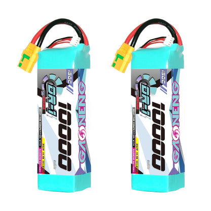 Two views of the GAONENG GNB DR-1 Series 3S 11.1V 10000mAh LiPo battery