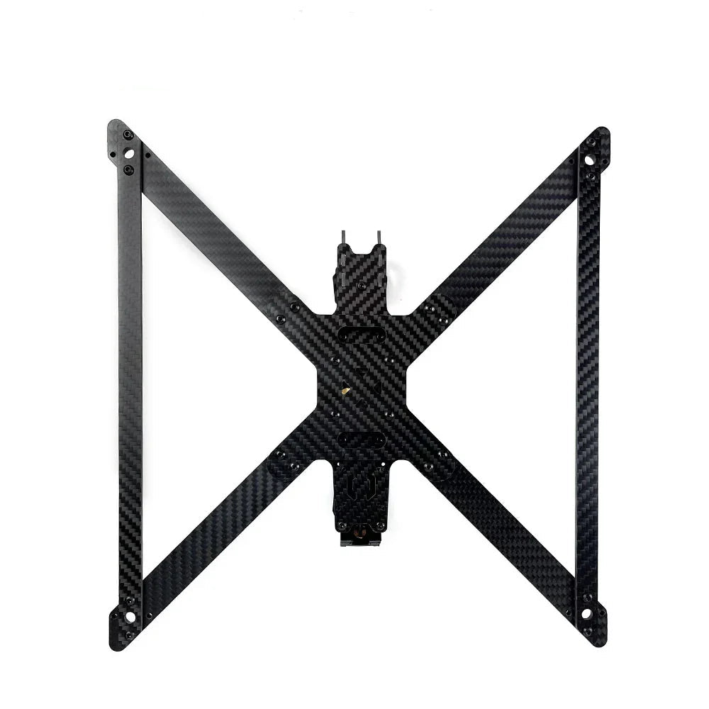 DARWIN X9 Quadcopter FPV Frame bottom view with carbon fiber arms and center plate mounting holes