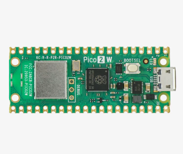 Raspberry Pi Pico 2 Microcontroller Board, RP2350, Dual-Core Arm/RISC‑V, 520KB SRAM, 4MB Flash, 26 GPIO, 1.8–5.5V