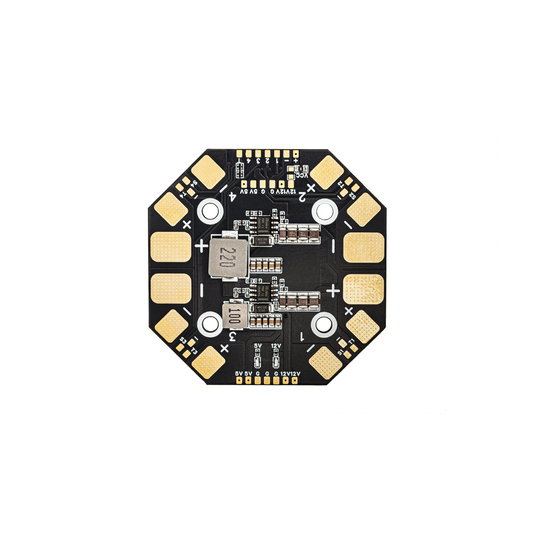 OddityRC Power Distribution Board (PDB) top view with solder pads, +/− markings, and mounting holes