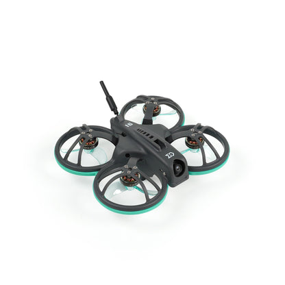 Whoopfly16 1S ducted FPV whoop, three-quarter view showing antenna and camera housing