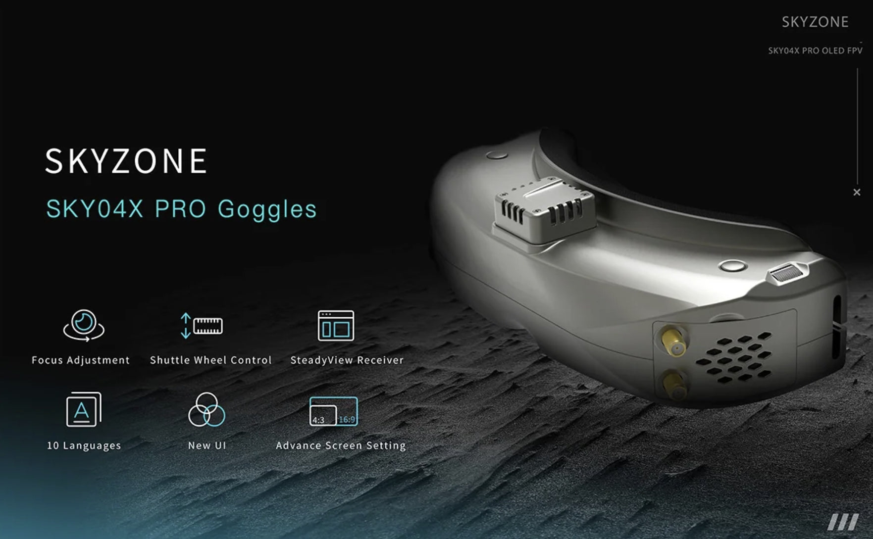 Skyzone Sky04x Pro FPV Goggle, High-definition OLED display with steady view receiver for smooth FPV flight experience.