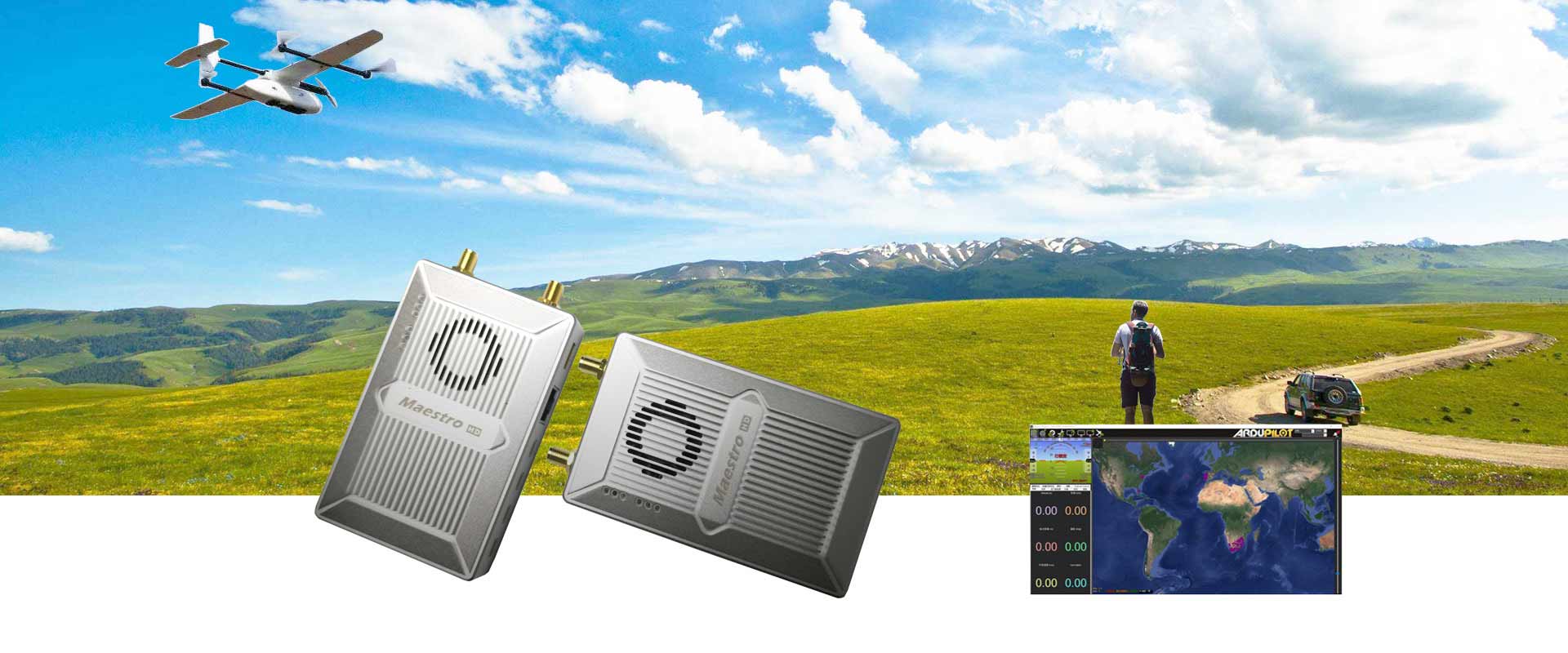 Maestro M52, Real-time video streaming from drone site to internet, overcoming distance barriers.