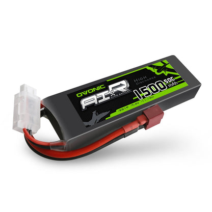 OVONIC 1500mAh 2S 7.4V 50C LiPo battery pack, soft case with Deans T plug and balance lead