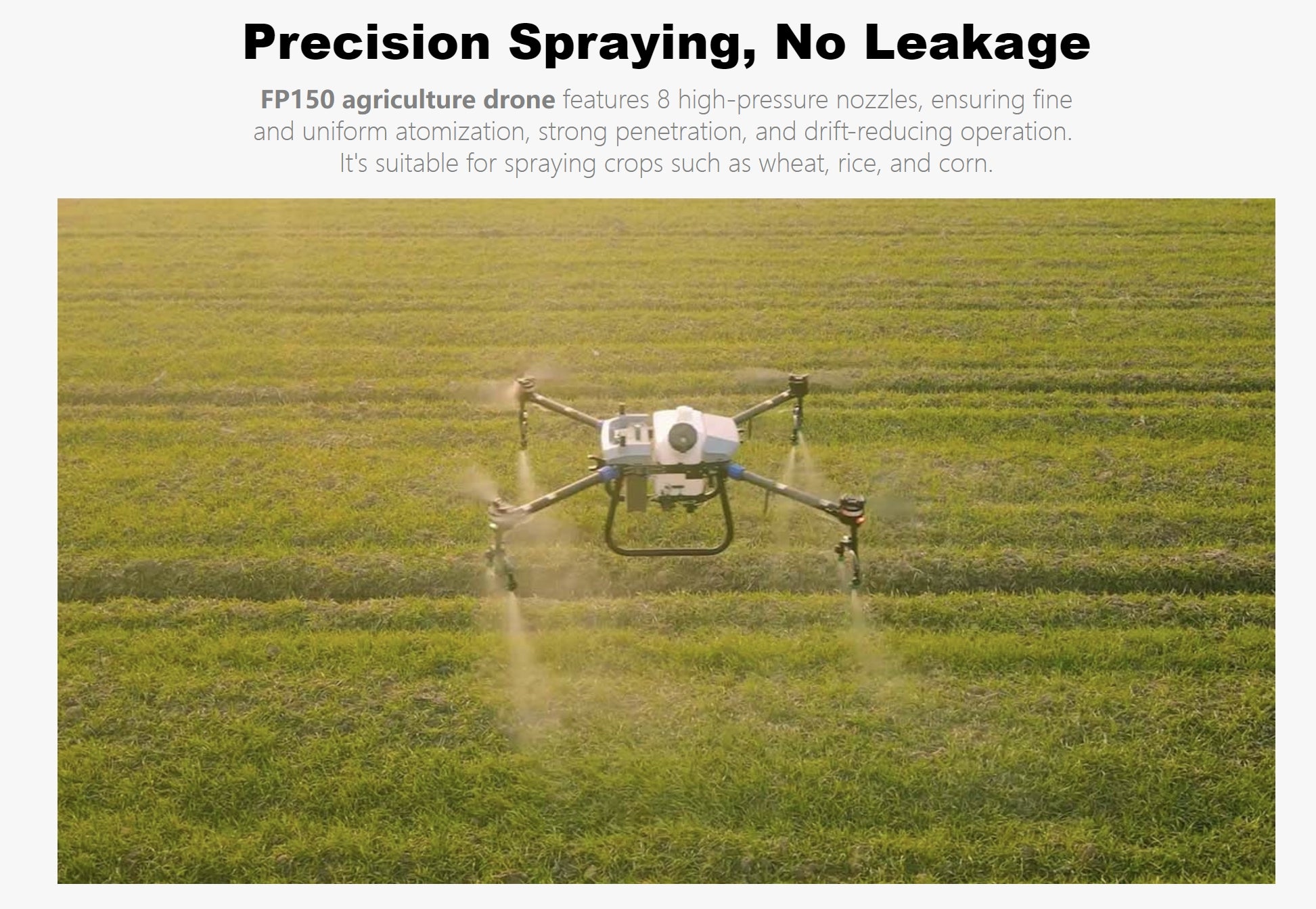 TopXGun FP150 15L Agriculture Drone, Agricultural drone with 8 nozzles for precise crop spraying.