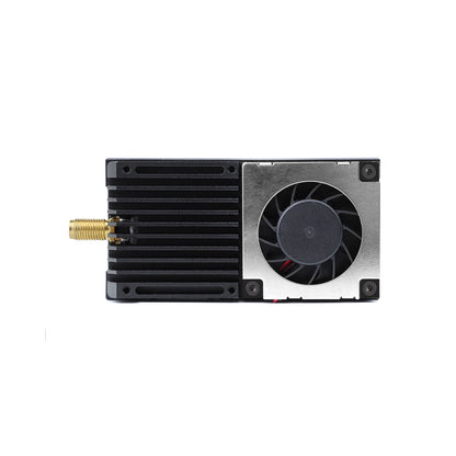 5.8G 5.5W high power FPV VTX with cooling fan, heatsink body, and SMA antenna connector