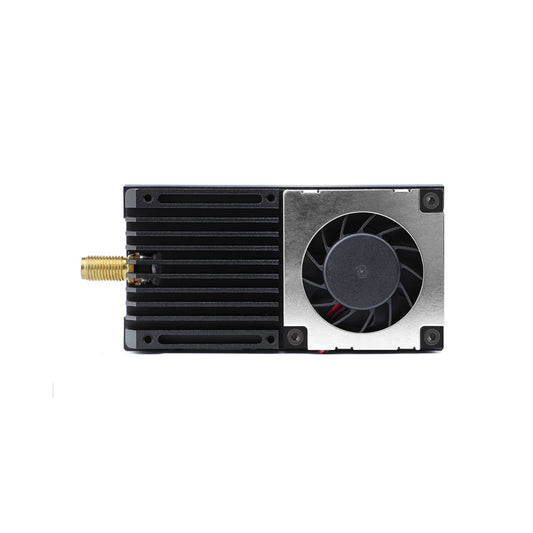 5.8G 5.5W high power FPV VTX with cooling fan, heatsink body, and SMA antenna connector