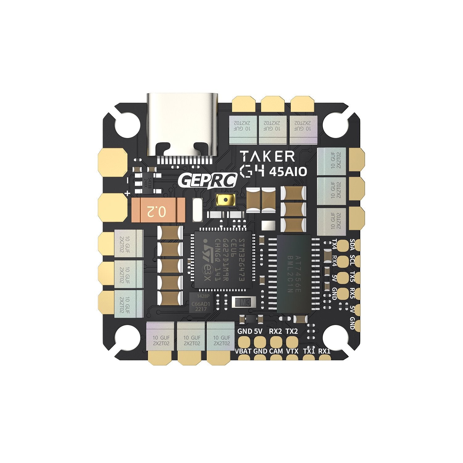 GEPRC TAKER G4 45A 8Bit AIO Flight Controller for FPV Drones - 2–6S, STM32G473, DShot600, 25.5x25.5mm, Betaflight OSD