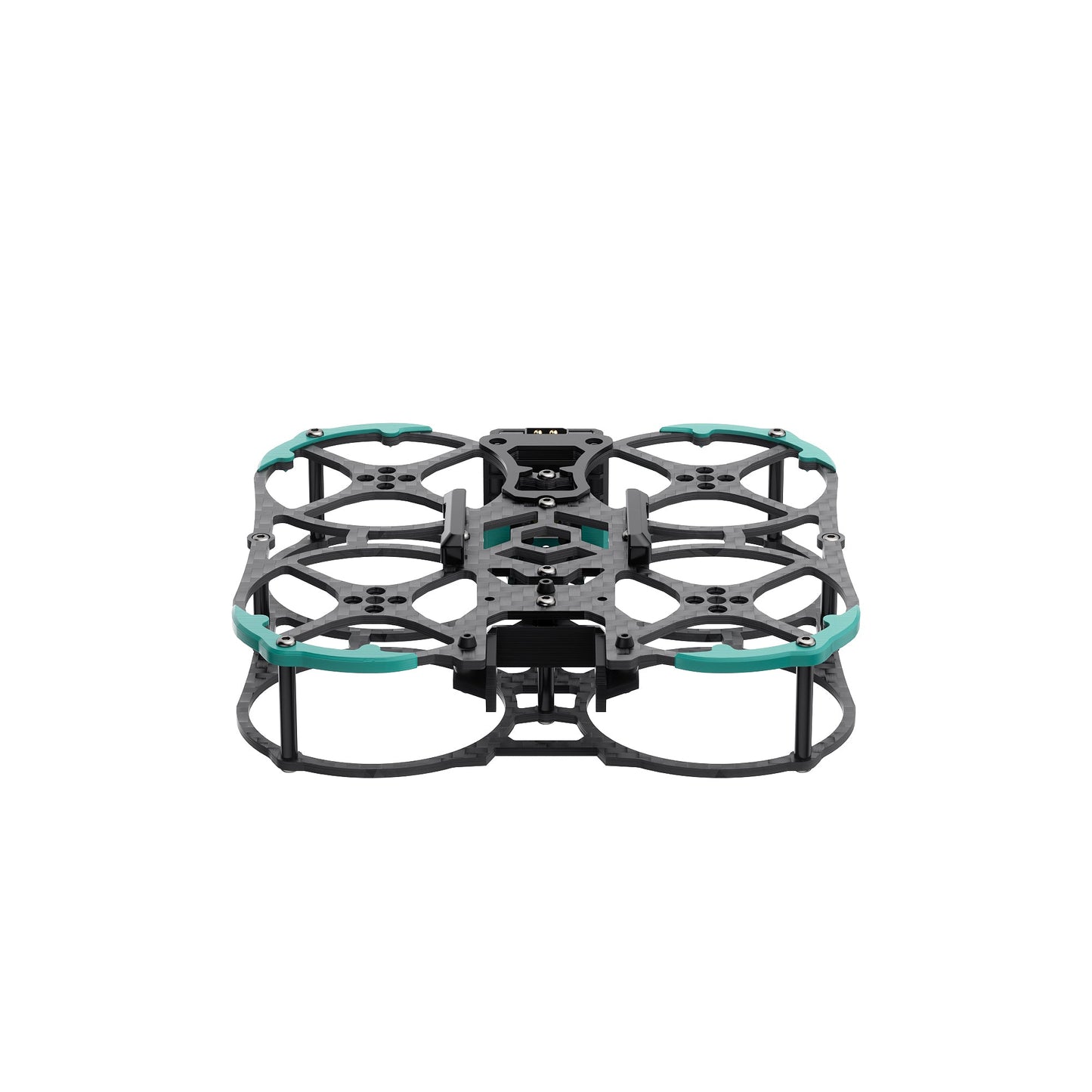 Sub250 Huma20 O3/O4 ducted frame front view showing camera bay and landing standoffs