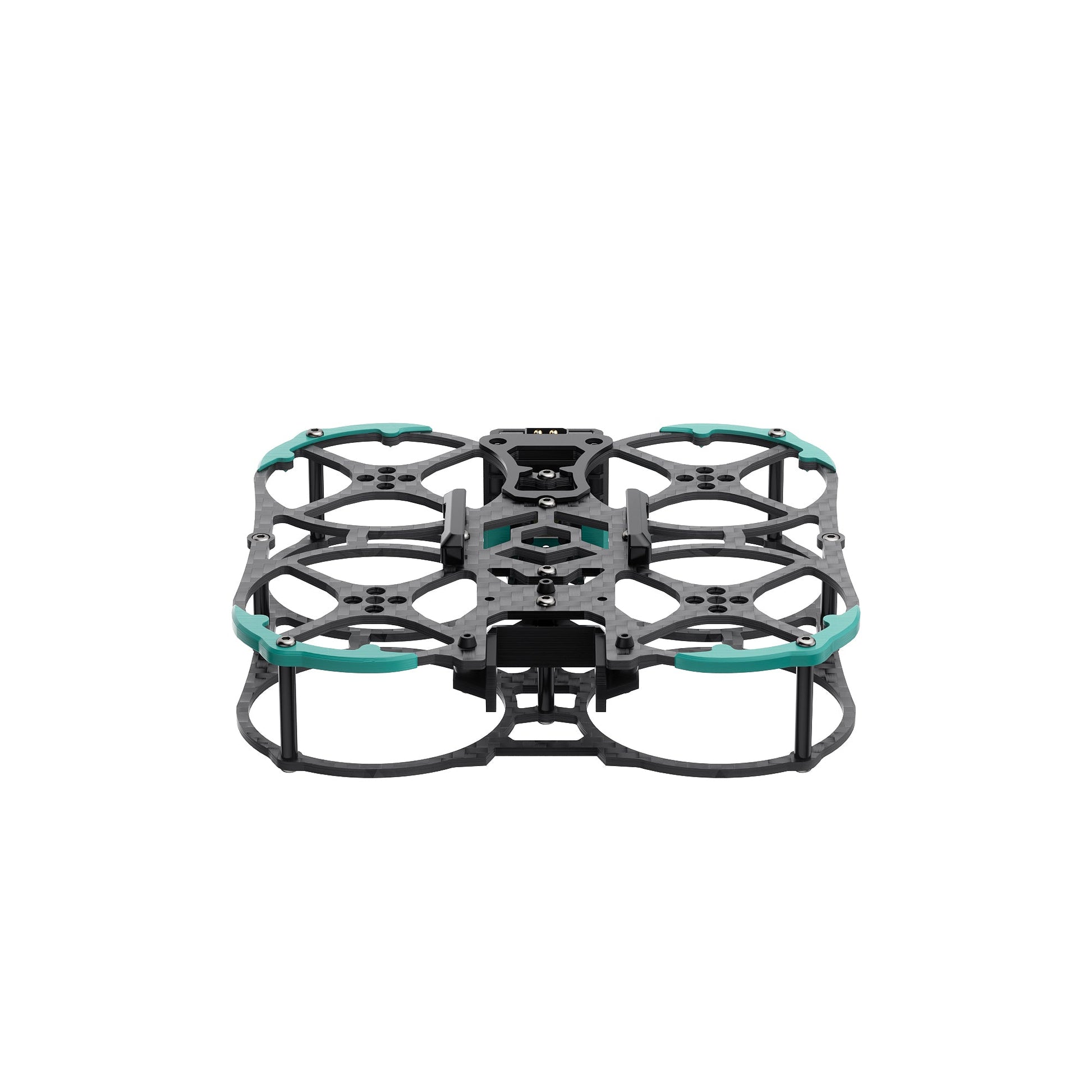 Sub250 Huma20 O3/O4 ducted frame front view showing camera bay and landing standoffs