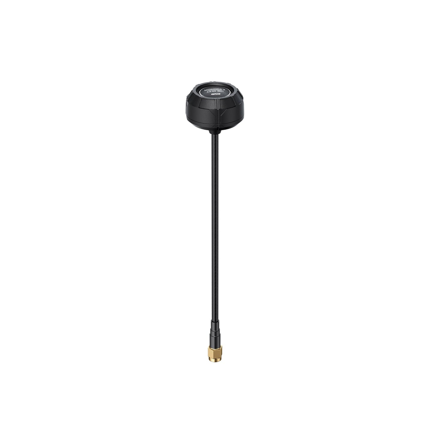 GEPRC Momoda2 4.9G-6G omnidirectional antenna with black mushroom housing, coax lead, and gold threaded connector