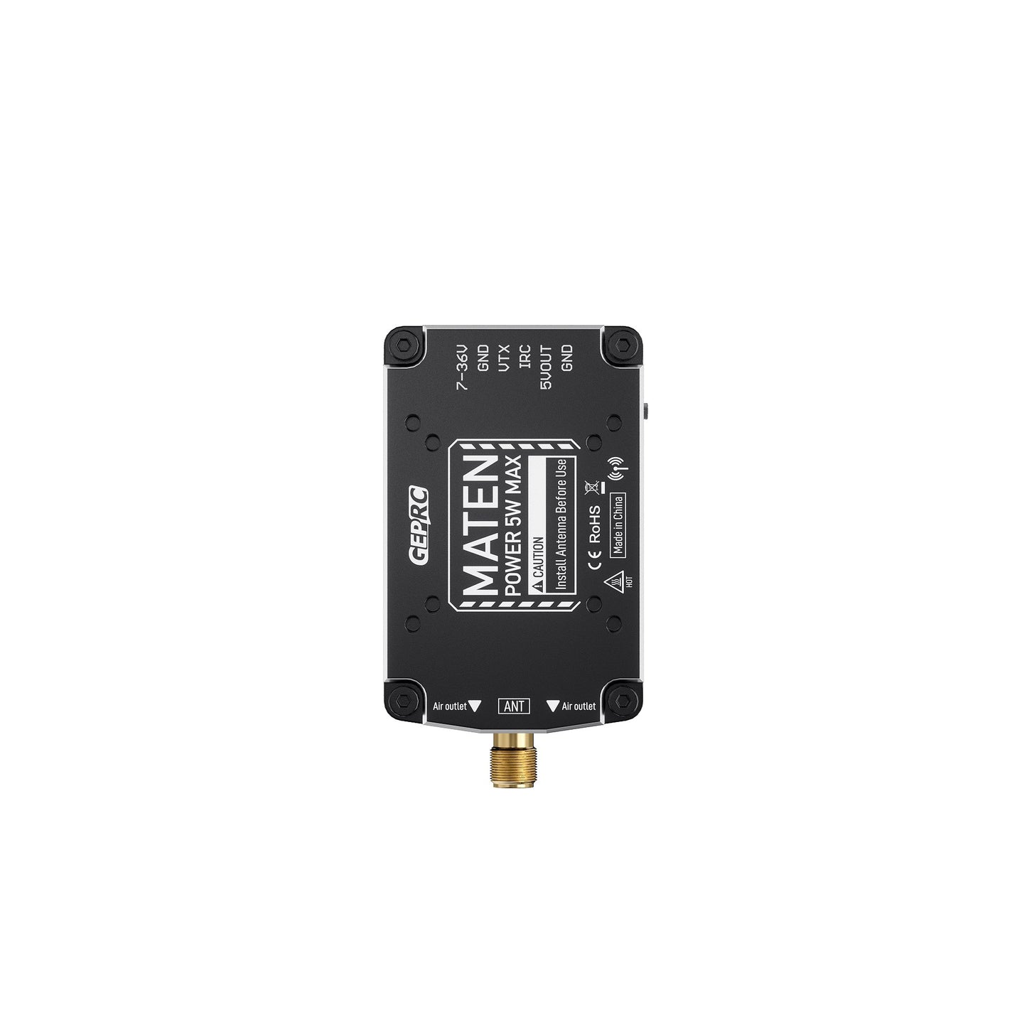 GEPRC MATEN 5.8G 5W VTX PRO – Long Range Video Transmitter for FPV Drone with 5000mW Output, CNC Aluminum, IRC Tramp