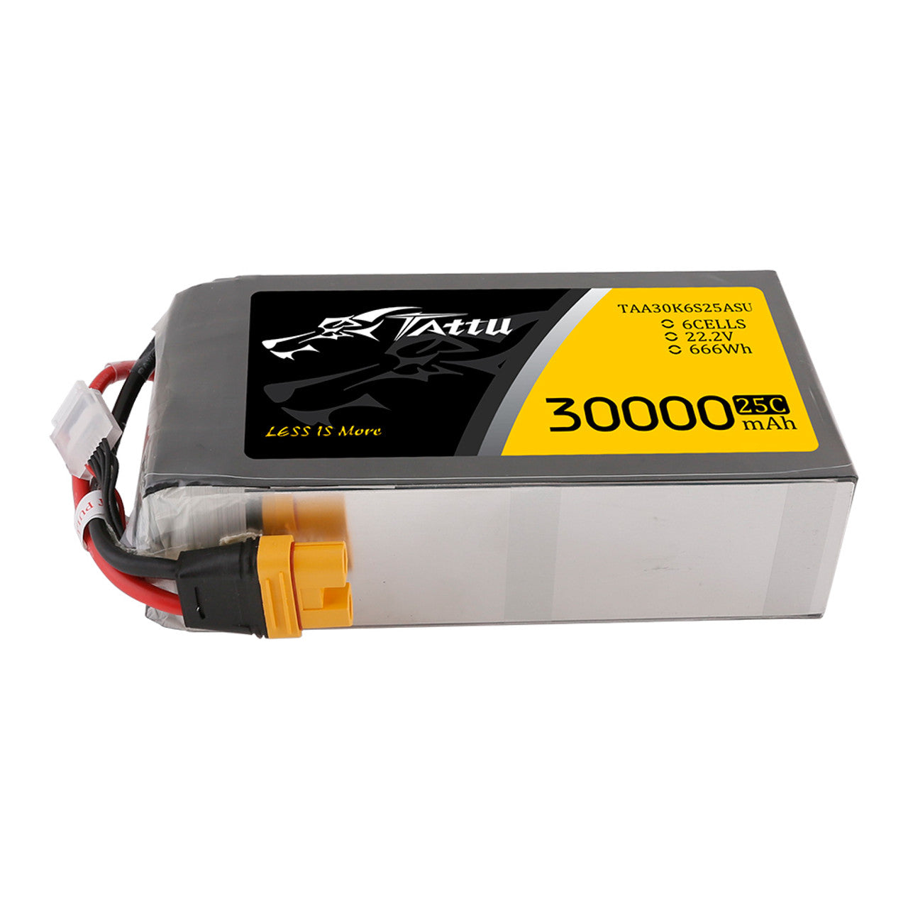 Tattu G-Tech 30000mAh 6S 22.2V 25C Lipo Battery, Tattu G-Tech 30000mAh LiPo battery pack with AS150U-F plug, 22.2V, 66Wh capacity.