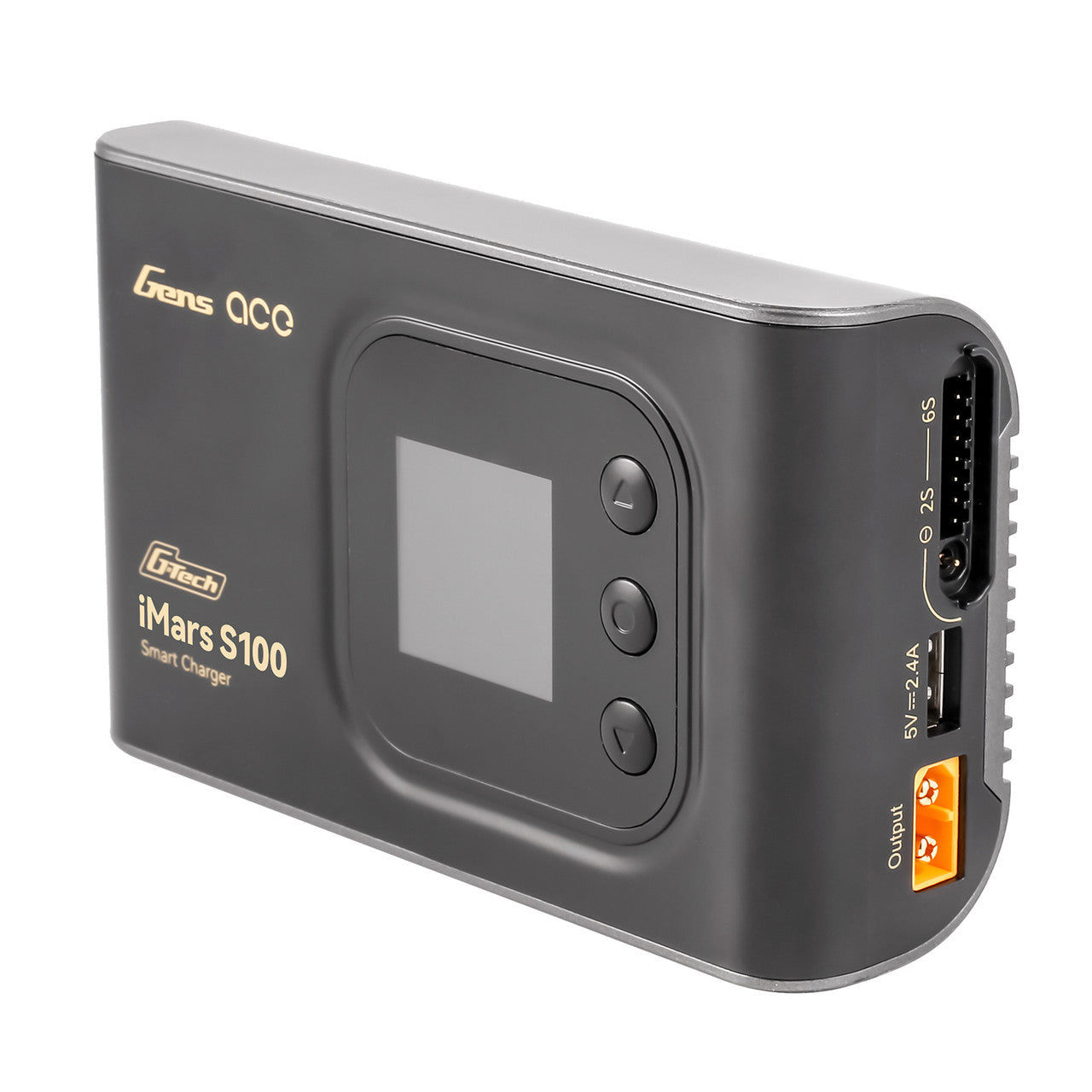 Gens ace iMars S100 G-Tech RC Battery, Gens ace G-Tech iMars S100 smart RC battery charger with LCD screen, 6S balance port, USB, and XT60 output