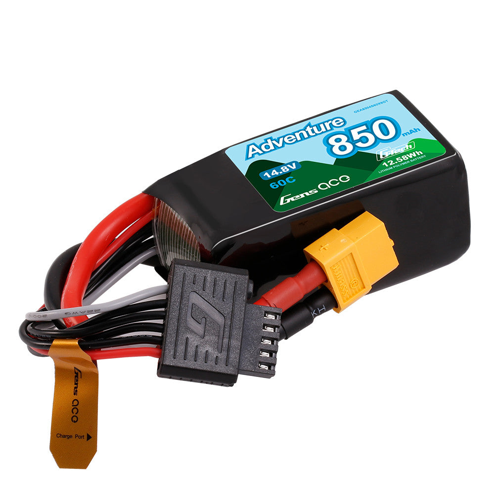 Batería Gens ace Adventure 850mAh 4S 14.8V 60C LiPo con conector XT60, G-Tech-5P Balance