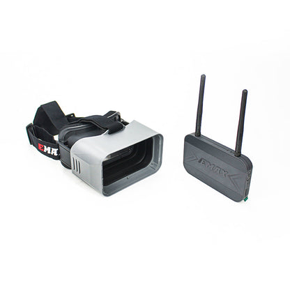 Transporter 2 FPV goggles face opening with separate 5.8GHz receiver module and two antennas