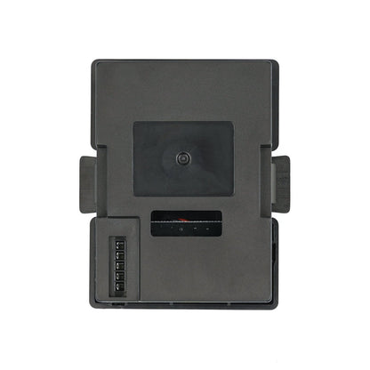 Bottom view of adapter case showing side latches and internal connector opening