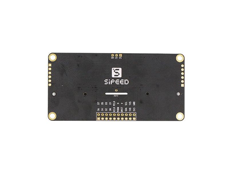 Back side of Sipeed camera board with Sipeed logo and pin header pads