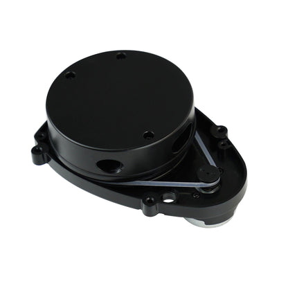 YDLIDAR X3 Pro lidar top view showing round housing, mounting holes, and belt drive base