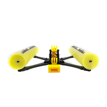 Front low-angle view of HULK II True-X drone frame with twin foam floats and center mount