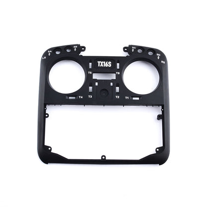 RadioMaster TX16S faceplate front shell with stick gimbal cutouts and TX16S label