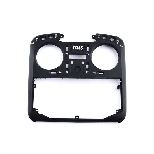 RadioMaster TX16S faceplate front shell with stick gimbal cutouts and TX16S label