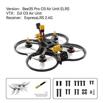 SpeedyBee Bee35 -  3.5 inch FPV, SpeedyBee Bee35 FPV drone features O3 Air Unit, LINK WASP, and various components in its Pro version.