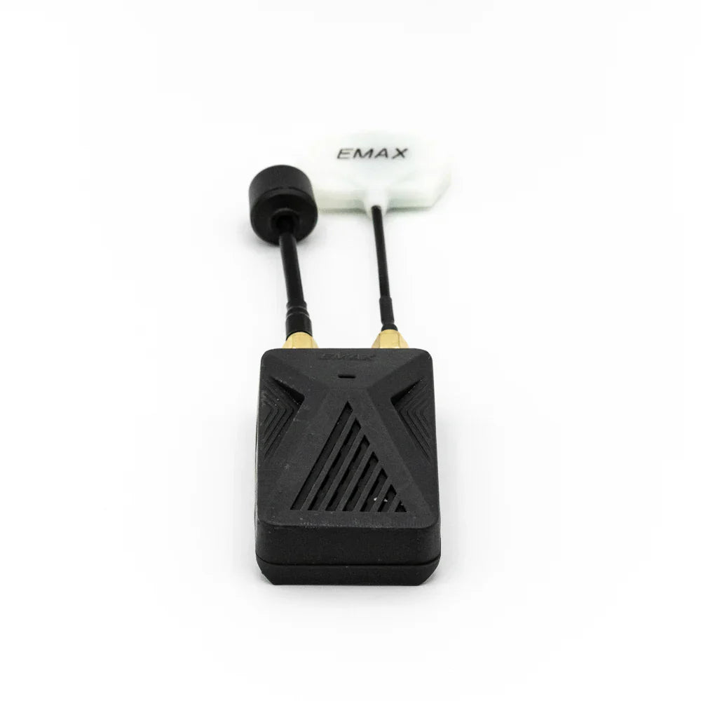 Wyvern Link OpenIPC RX Alpha Unit receiver angled view showing vented front shell and antenna leads