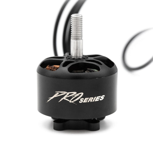 EMAX Pro Series PRO-2814 brushless motor side view with PRO SERIES logo and threaded shaft
