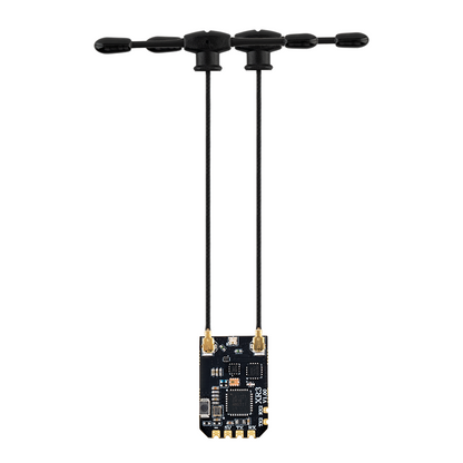 XR3 Nano receiver front view with two antenna leads and u.FL connectors