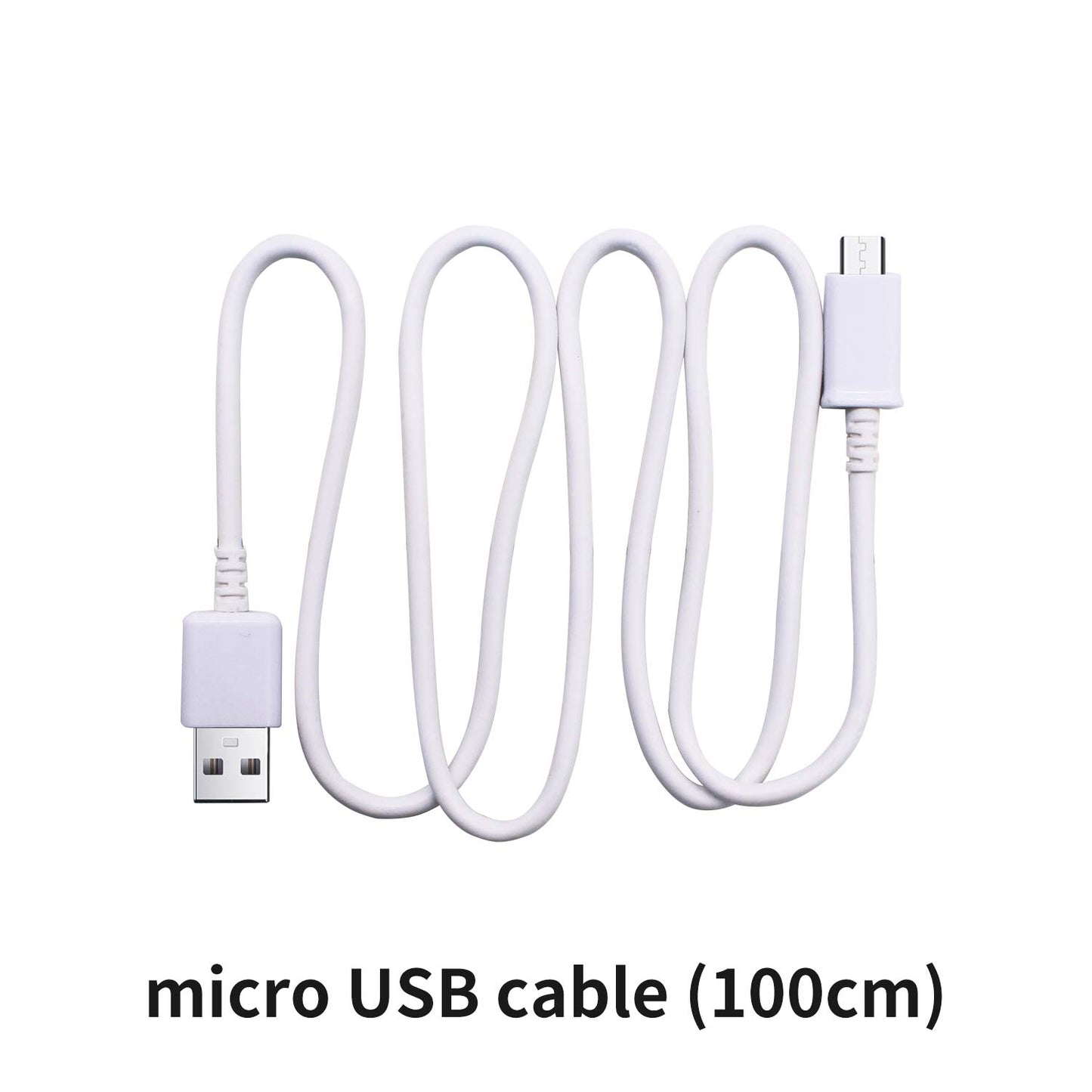 White USB-A to micro USB cable, 100cm length, straight connectors