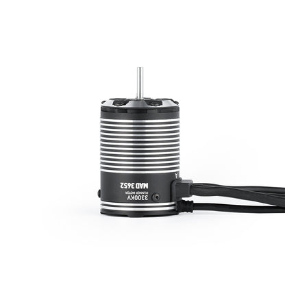 MAD Runner 3652 sensored brushless motor with finned black can, 3300KV label, shaft and sensor lead attached