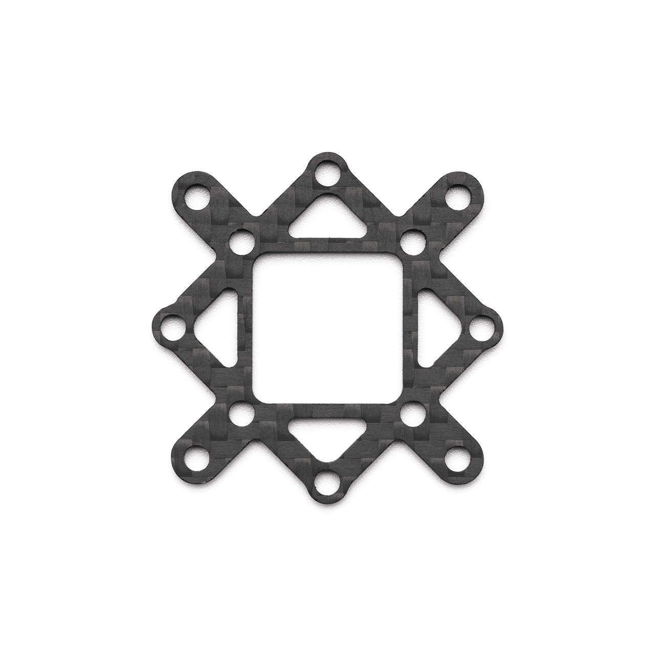 Carbon fiber adapter plate, star-shaped mounting bracket with multiple bolt holes