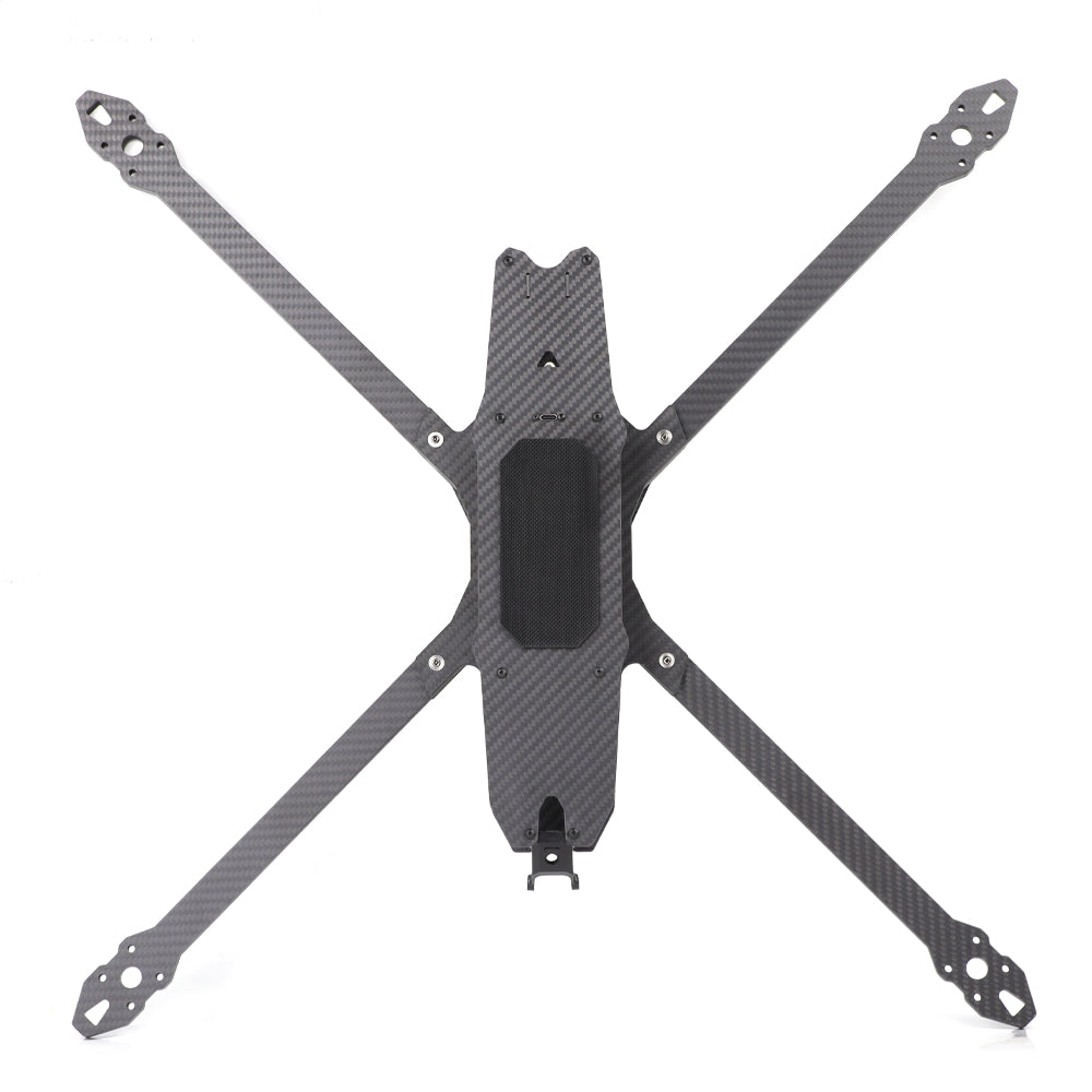 Top-down view of HGLRC MY15 15-inch FPV frame showing X-style carbon fiber arms and body plate