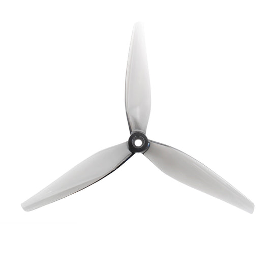 HQProp 7x3.7x3 grey 7in 3-blade polycarbonate propeller, front view with 5mm center hub
