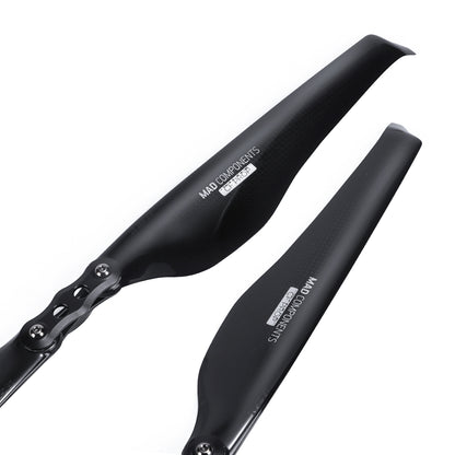 MAD FLUXER Pro glossy black folding carbon fiber propeller blades with hub hardware for multirotor