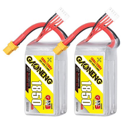 GAONENG GNB 1850mAh 4S 14.8V 100C graphene LiPo battery with XT60 and balance lead, pair shown