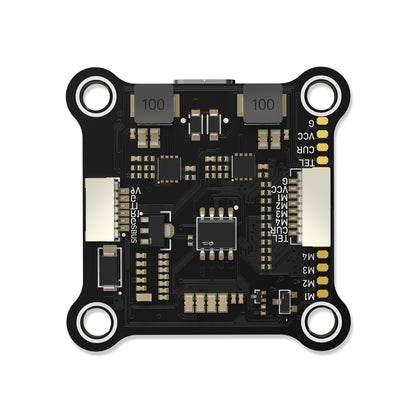 BrotherHobby Returner F405 V2 F405 flight controller board with USB-C port, labeled pads, and four mounting holes